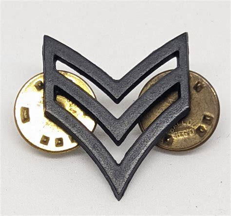 Vintage Military Sergeant Chevron Lapel Collar Pin | Black | 2 Pin ...