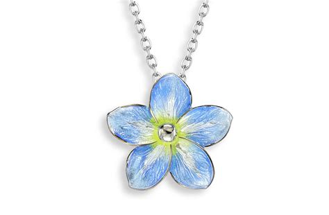 Blue Enamel Forget Me Not Flower Necklace - The Village Goldsmith