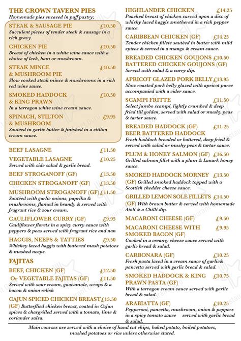 Menu at The Crown Tavern pub & bar, Lanark