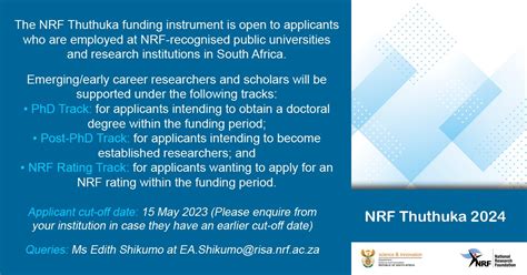 NRF South Africa on Twitter: "Reminder: The NRF’s 2024 Thuthuka funding instrument is open to ...