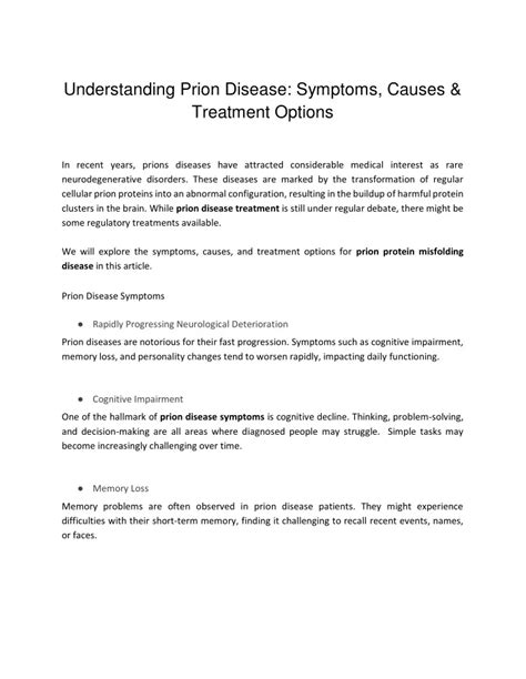 PPT - Understanding Prion Disease Symptoms, Causes & Treatment Options PowerPoint Presentation ...