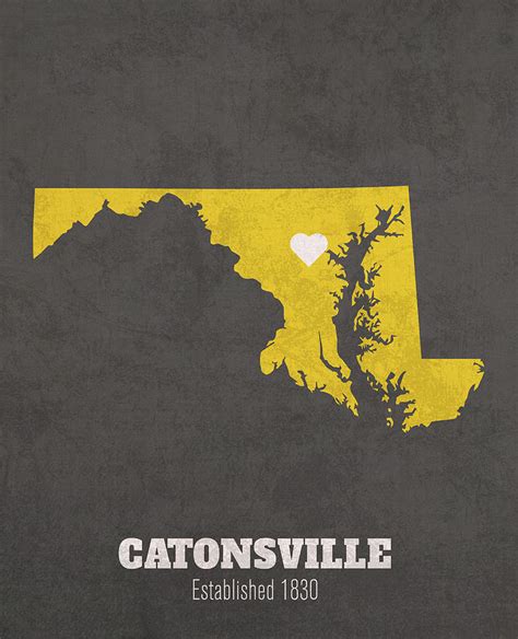 Catonsville Maryland City Map Founded 1830 Towson University Color ...