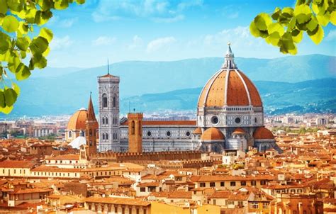 Wallpaper leaves, landscape, mountains, home, roof, Italy, Palace, Florence for mobile and ...