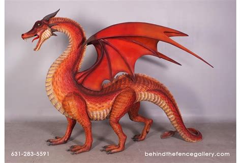 Standing Dragon Statue Red - Small [DRA170139] : Behind the Fence Statues Gallery, Behind the ...