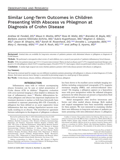 (PDF) Similar Long-Term Outcomes in Children Presenting With Abscess vs Phlegmon at Diagnosis of ...