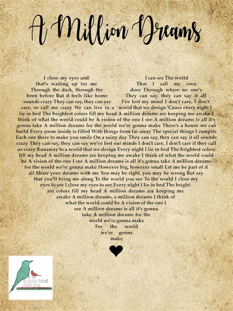 A Million Dreams Lyrics Printable That are Exhilarating | Brad Website