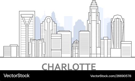 Charlotte skyline north carolina - panorama Vector Image