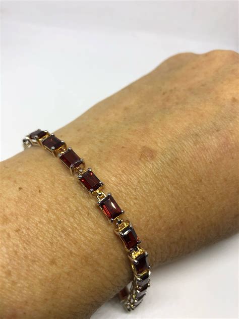 Vintage Bohemian Red Garnet Bracelet 925 Sterling Silver | Etsy | Garnet bracelet, Red garnet ...