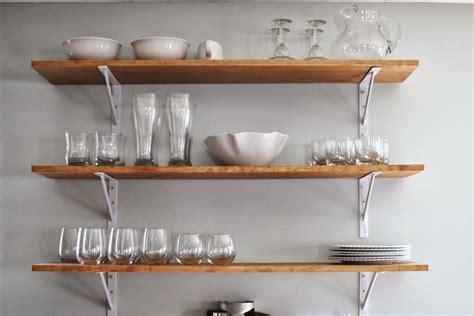 Kitchen,Home Design Charming Natural Wooden Wall Mounted Open Shelving,Kitchen Wall Shelving ...