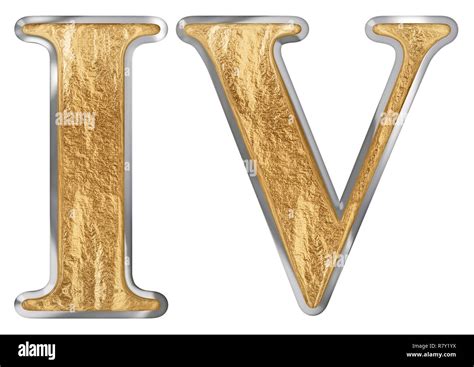 Roman numeral IV, quattuor, 4, four, isolated on white background, 3d ...