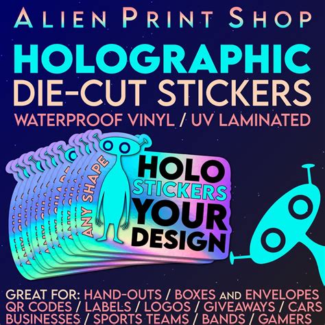 Holographic Die-cut Stickers of YOUR DESIGN Any Size / Any Shape / Any ...