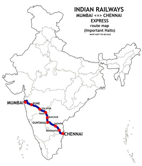 Chennai to Mumbai train route map - Mumbai to Chennai train route map ...