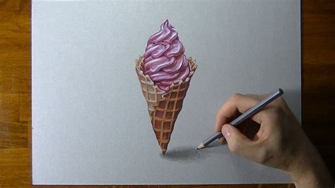 How I draw an ice cream cone | Ice cream cone drawing, Ice cream painting, Food painting