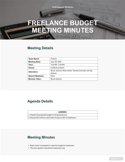 School Budget Meeting Minutes Template in Google Docs, Word, Pages - Download | Template.net