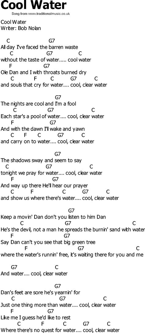 Old Country song lyrics with chords - Cool Water