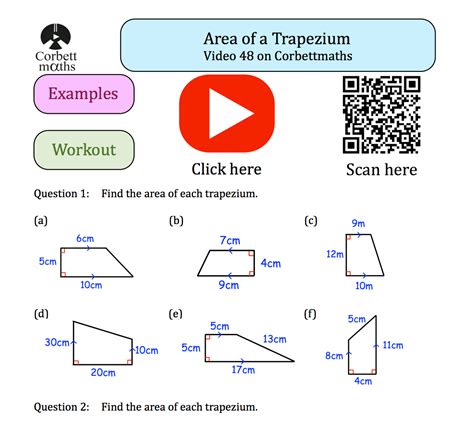 Area of a Trapezium Textbook Exercise – Corbettmaths