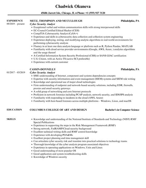 Cyber Security Resume Template Download