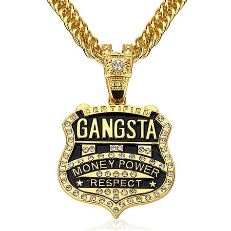 ᗖ90cm Chain GANGSTA ⑧ Pendant Pendant Necklace Men Jewelry Gold Silver ...