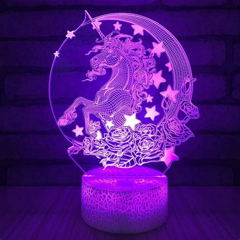 DYstyle 3D Unicorn illusions Night Light Table Stand Lamp Remote Touch ...