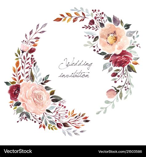 Watercolor with floral wreath Royalty Free Vector Image