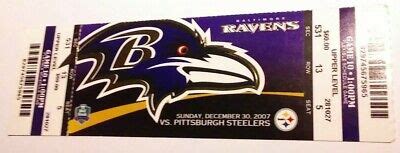 2007 Pittsburgh Steelers Baltimore Ravens NFL Football Ticket Stub | eBay