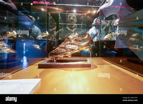 Lionel Messi awards in FC Barcelona museum at Camp Nou Stock Photo - Alamy