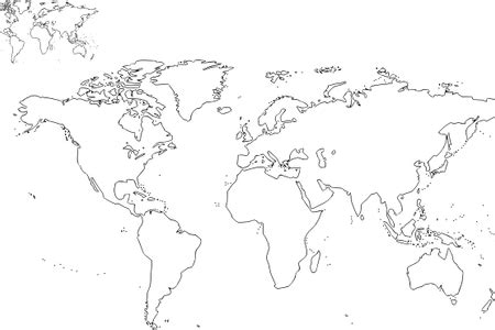 Download World Map Contour Vector - World Map Outline Black And White Printable - HD Transparent ...