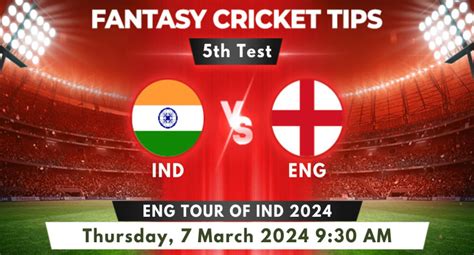 IND vs ENG 2024 5th Test pitch report, playing 11, & fantasy tips