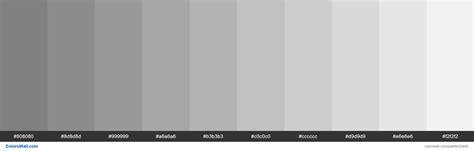 Tints of Gray #808080 hex color #808080, #8d8d8d, #999999, #a6a6a6, #b3b3b3, #c0c0c0, #cccccc, # ...