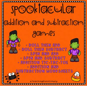 Halloween addition and subtraction worksheets and games - NO PREP!