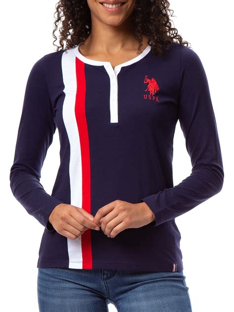 US Polo Assn. Women's Long sleeve Henley Jersey Tee - Walmart.com