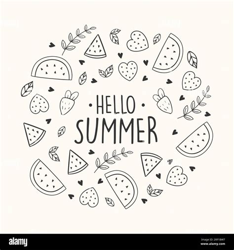 Hand drawn summer fruits frame with watermelon and strawberry Stock Vector Image & Art - Alamy