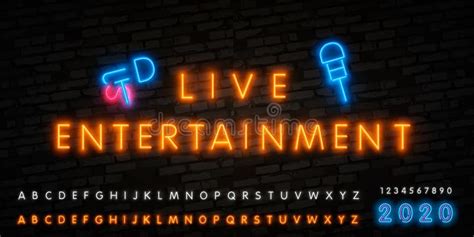 Live Entertainment Neon Sign Vector, Poster, Emblem for Live Music ...