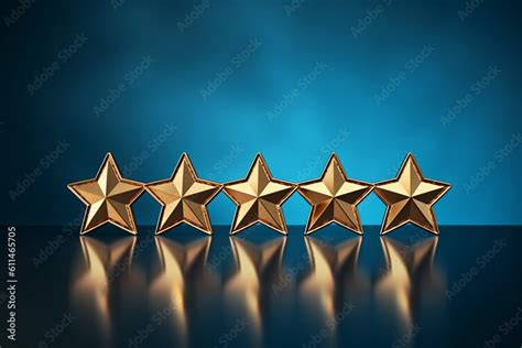 Five star rating on blue background, business concept, Generative Ai Stock Illustration | Adobe ...