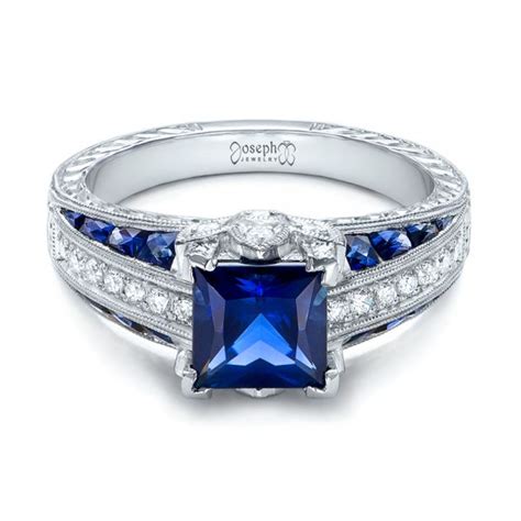 Custom Blue Sapphire And Diamond Engagement Ring #102163 - Seattle ...