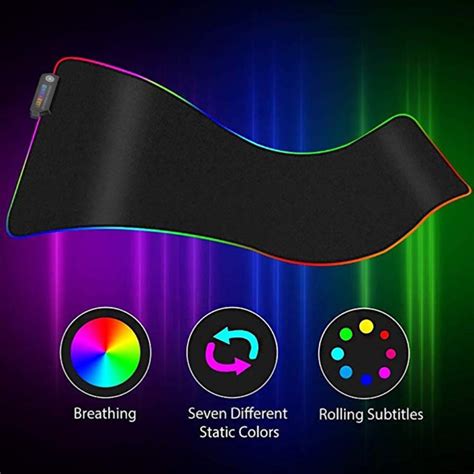 RGB Luminous Gaming Mouse Pad Colorful Oversized Glowing USB LED ...