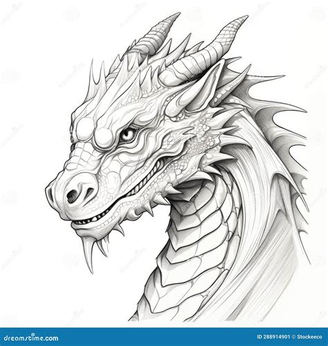 Detailed Dragon Head Drawing in David Nordahl Style Stock Illustration - Illustration of simple ...