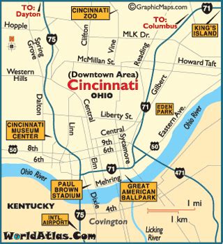 Cincinnati Map Tourist Attractions - TravelsFinders.Com