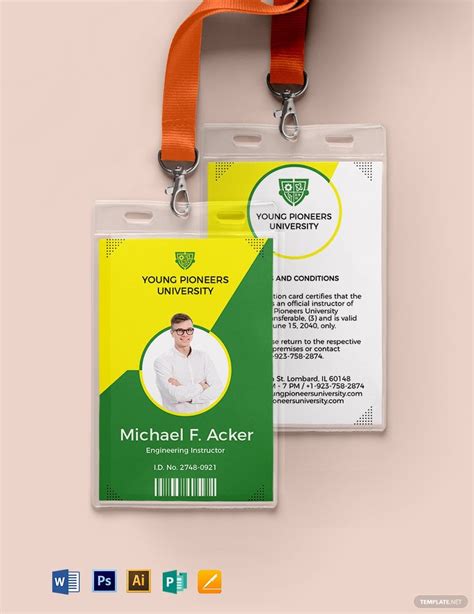 School Teacher ID Card Template in Illustrator, Pages, PSD, Word ...