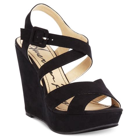 American Rag Rachey Platform Wedge Sandals in Black | Lyst