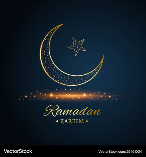 Golden islamic moon and star ramadan kareem Vector Image