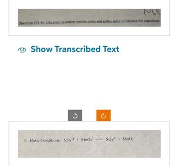 Answered: 4. Basic Conditions: SO3-2 +MnO4 --->… | bartleby