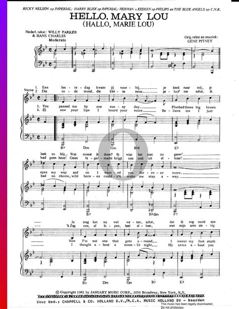 Hello, Mary Lou (Ricky Nelson) Piano Sheet Music - OKTAV