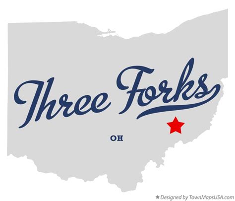 Map of Three Forks, OH, Ohio