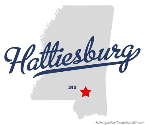 Map of Hattiesburg, MS, Mississippi