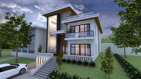 Exterior Villa Design with 3 Stories Level - SamPhoas Plan