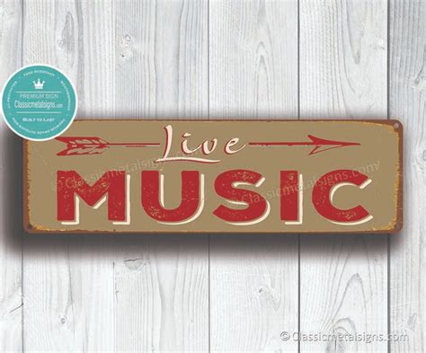 LIVE MUSIC SIGN, Live Music Signs, Vintage Style Live Music Sign, Music ...