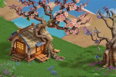 Premium Photo | Cartoon anime style game scene modeling rendering illustration sakura house ...