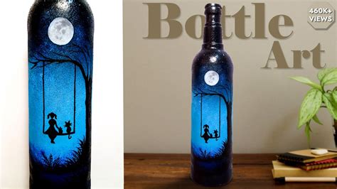 Simple Bottle Art Design || Night Sky Painting On Bottle || Bottle Art For Beginners || - YouTube