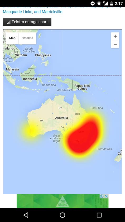 Current map of Telstra outage. : australia